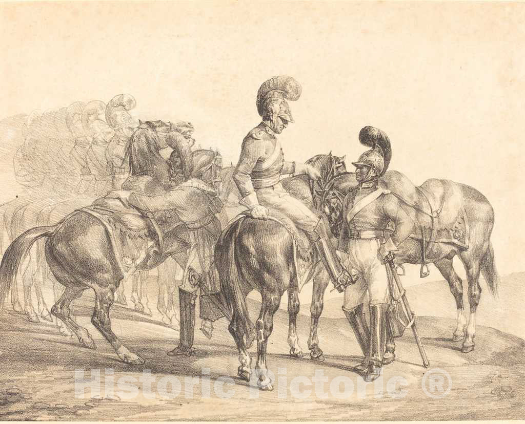 Art Print : ThÃ©odore Gericault, A Party of Life Guards, 1821 - Vintage Wall Art