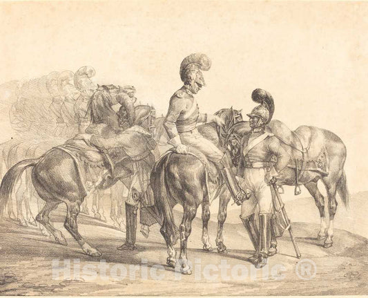 Art Print : ThÃ©odore Gericault, A Party of Life Guards, 1821 - Vintage Wall Art
