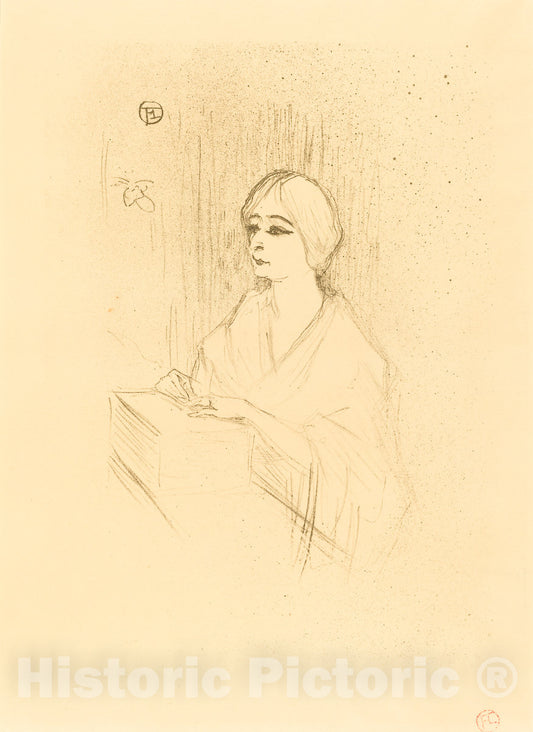 Art Print : Henri de Toulouse-Lautrec, Yahne in His Box (Yahne Dans sa Loge), 1895 - Vintage Wall Art