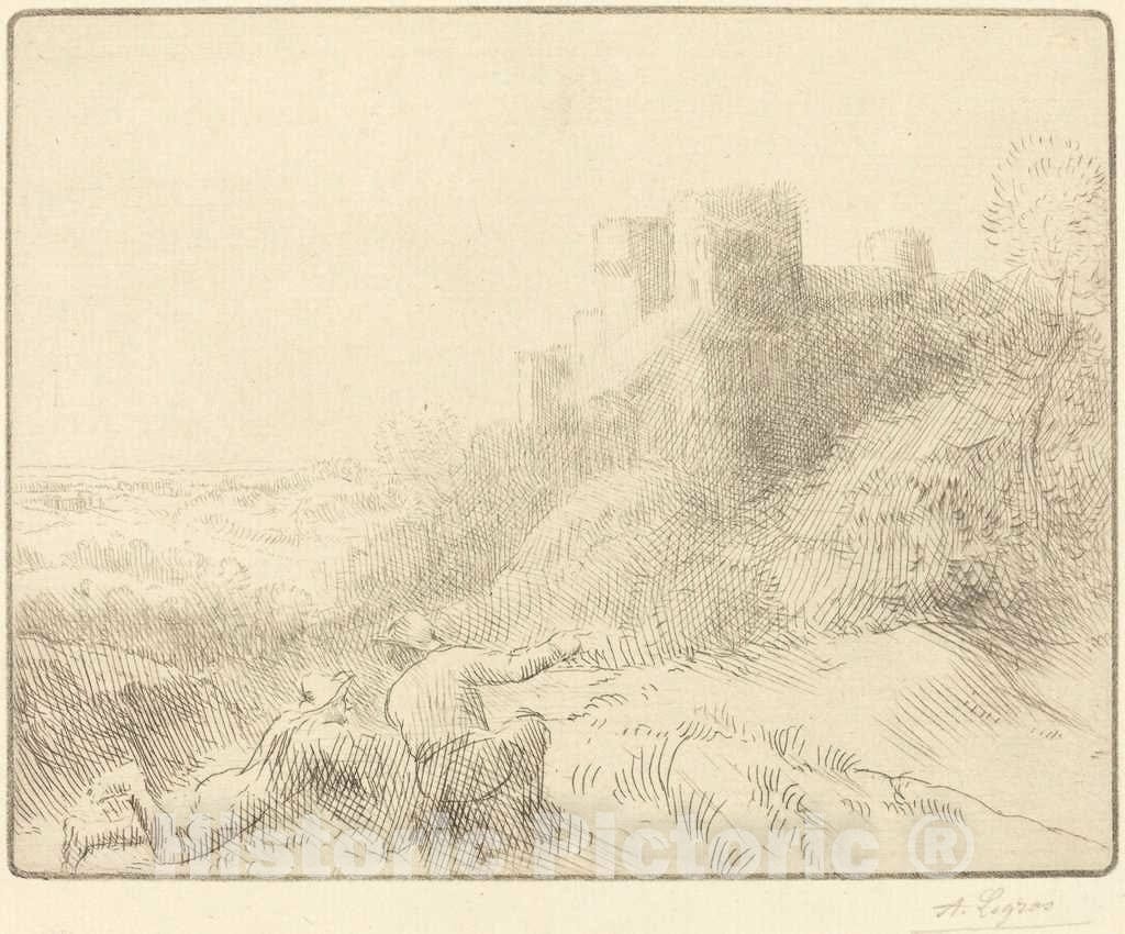 Art Print : Alphonse Legros, Old Chateau (Un Vieux Chateau) - Vintage Wall Art