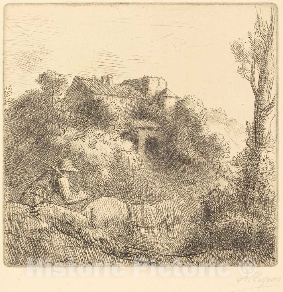 Art Print : Alphonse Legros, Farm on a Hill (La Ferme sur la Colline) - Vintage Wall Art