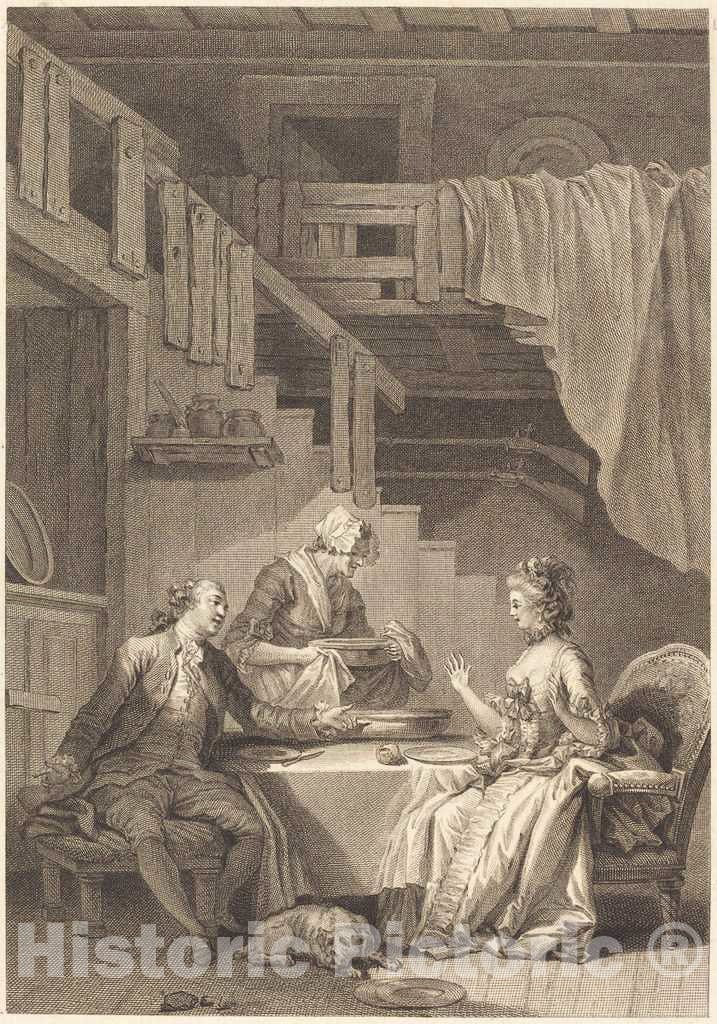 Art Print : Dambrun and Tilliard After Fragonard, Le faucon - Vintage Wall Art