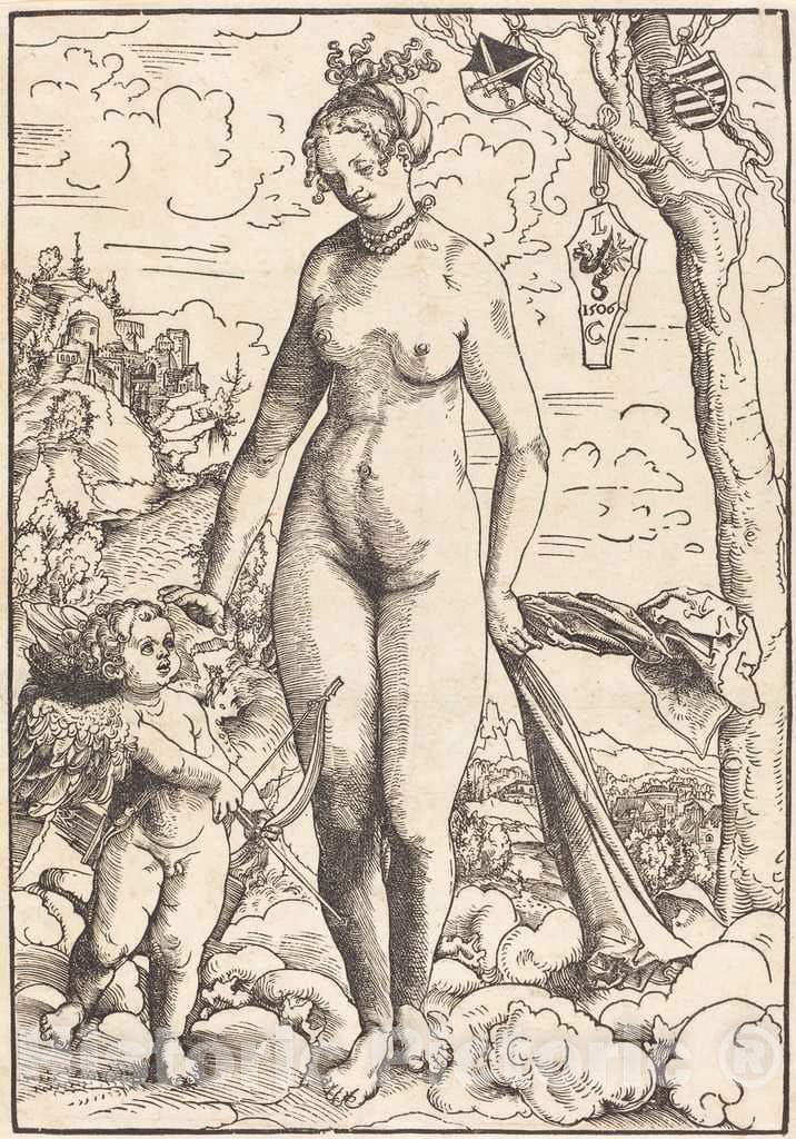 Art Print : Lucas Cranach The Elder, Venus and Cupid, Dated 1506 (executed c. 1509) - Vintage Wall Art