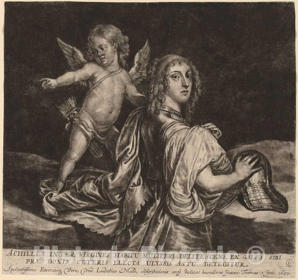 Art Print : Jan Thomas, Achilles as Pyrrha with Cupid, 1659 - Vintage Wall Art