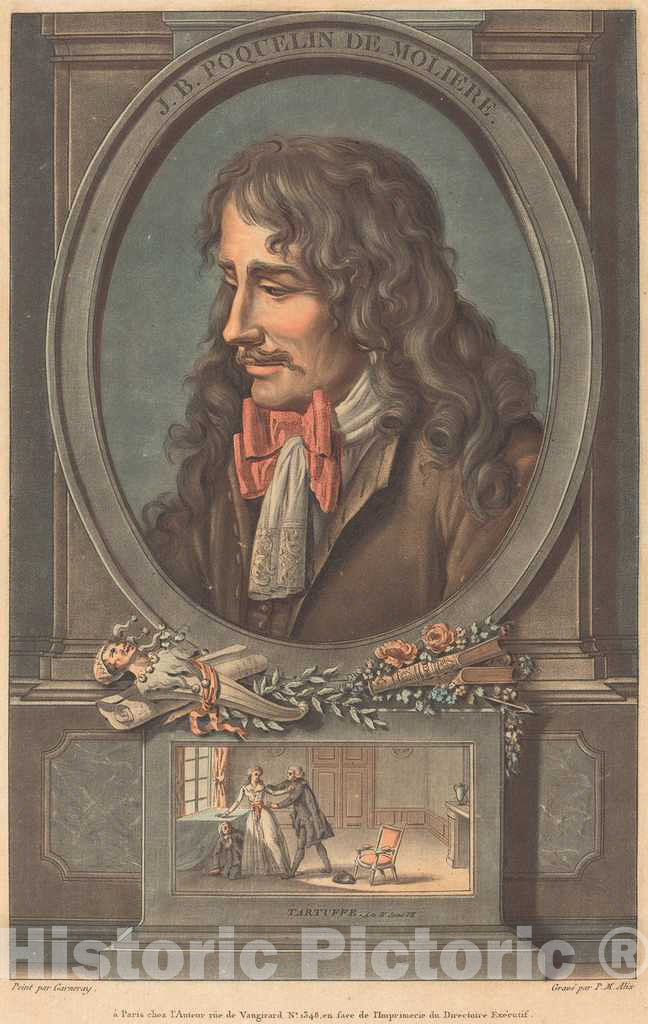 Art Print : Alix After Garnerey, J.B. Poquelin de Moliere - Vintage Wall Art