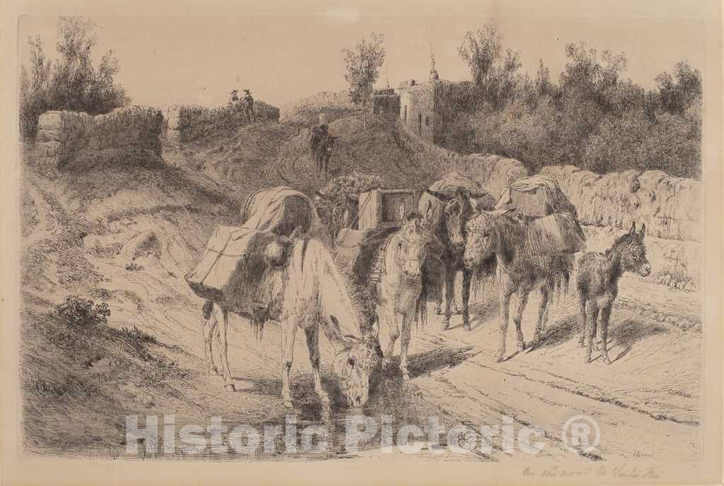 Art Print : Peter Moran, On The Road to Santa Fe, 1884 - Vintage Wall Art