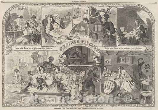Art Print : Homer, Thanksgiving Day, 1860 - The Two Great Classes of Society, 1860 - Vintage Wall Art