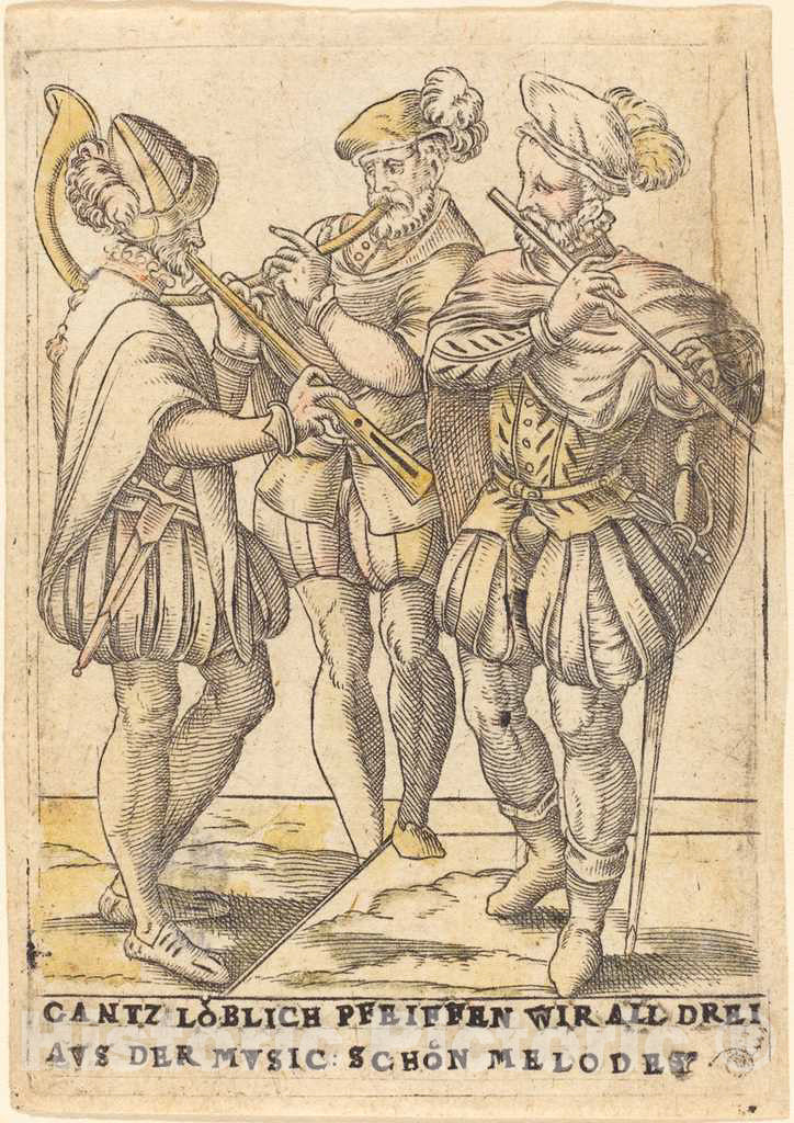 Art Print : Gantz loblich Pfeiffen wir All DREI AVS der Mvsic: Schon Melodey, c. 1580 - Vintage Wall Art