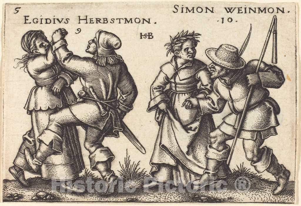 Art Print : Sebald Beham, September and October, c.1547 - Vintage Wall Art