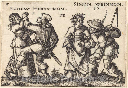 Art Print : Sebald Beham, September and October, c.1547 - Vintage Wall Art