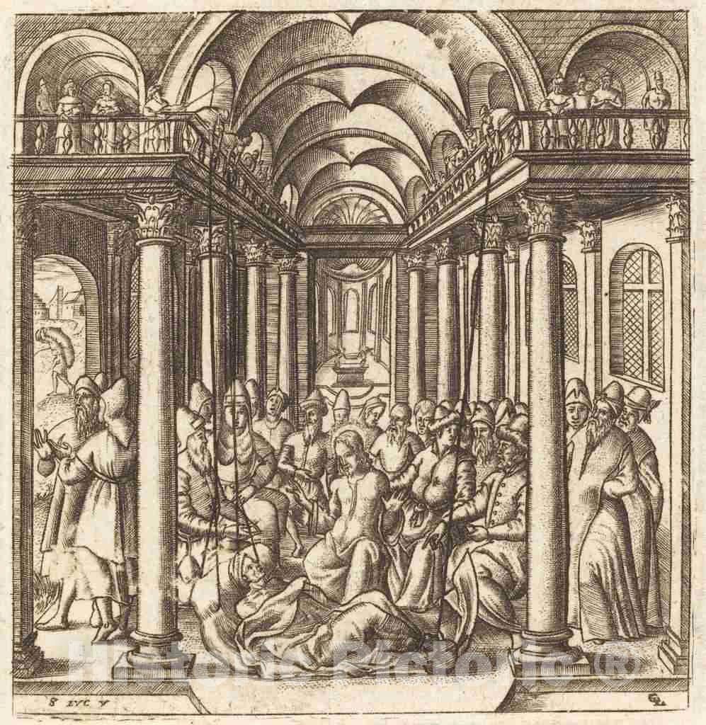 Art Print : LÃ©onard Gaultier, Christ Heals The Paralyzed Man, c.1578 - Vintage Wall Art