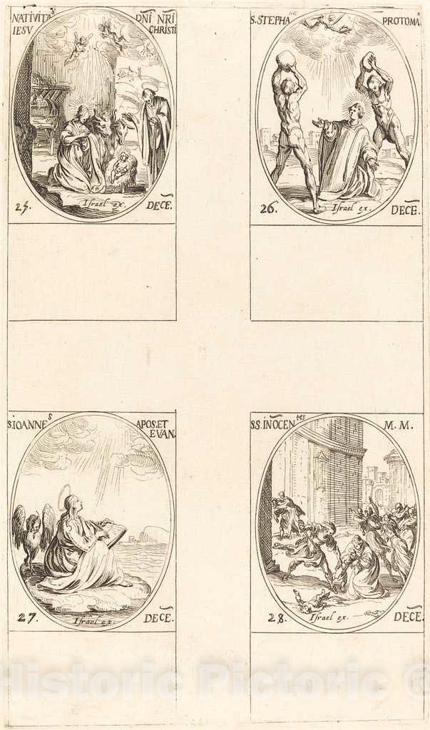 Art Print : Jacques Callot, The Nativity; St. Stephen; St. John; Holy Innocents - Vintage Wall Art