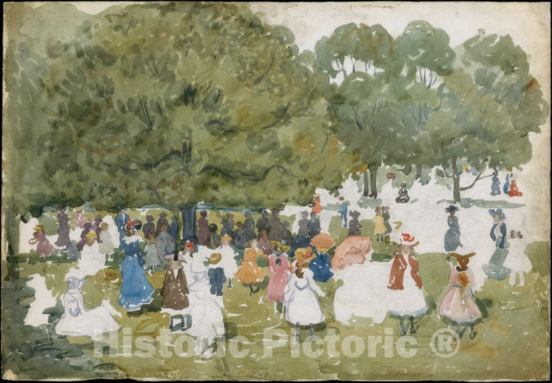 Art Print : Maurice Brazil Prendergast - Pedestrians in a Park : Vintage Wall Art