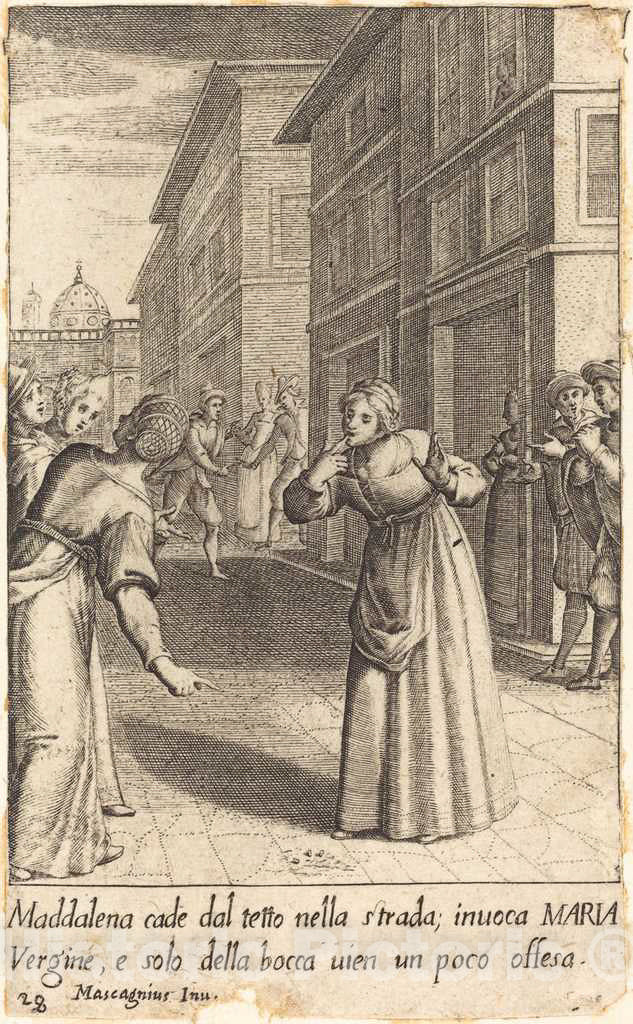 Art Print : Callot After Donato Mascagni, Maddalena, 1619 - Vintage Wall Art