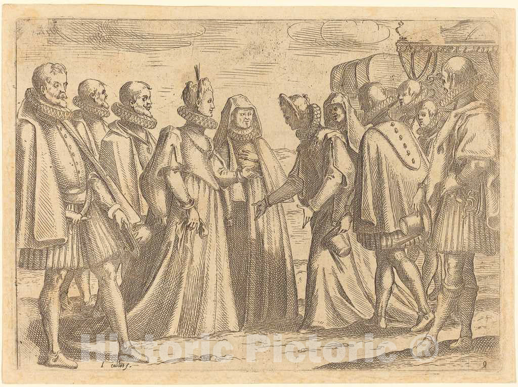 Art Print : Jacques Callot, Reception at Mantua, 1612 - Vintage Wall Art