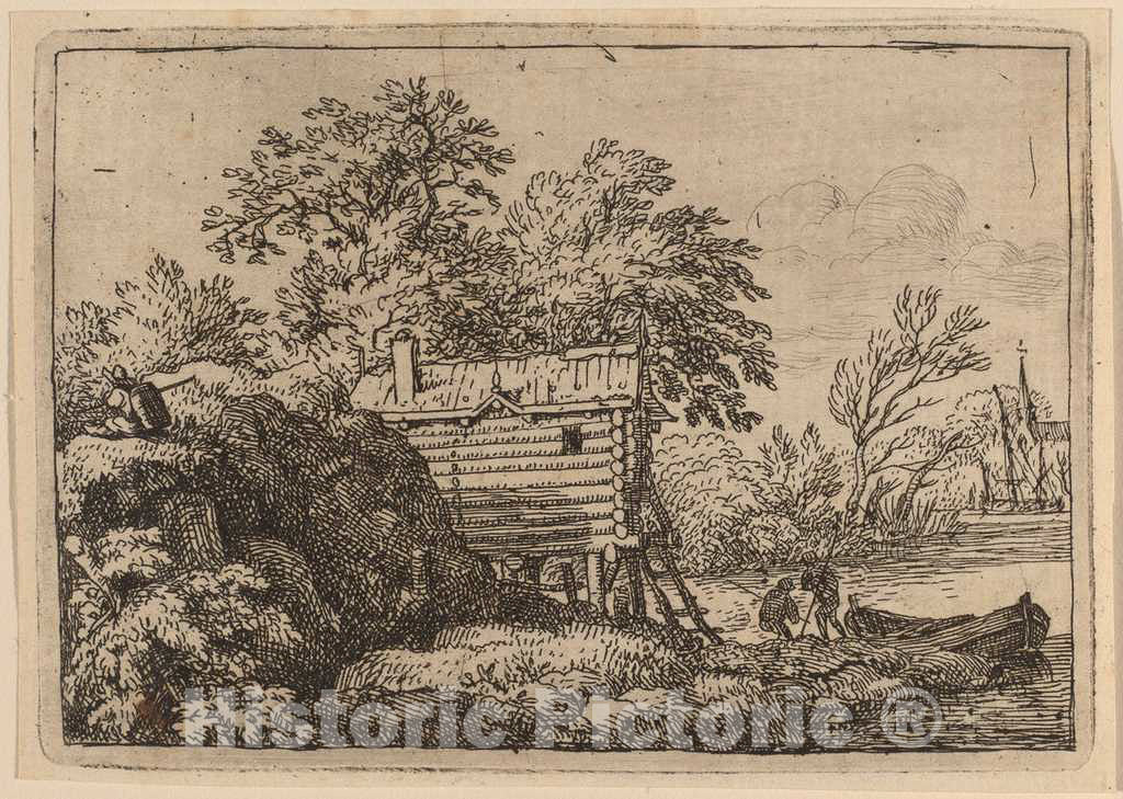 Art Print : Allart Van Everdingen, Fisherman's Hut, c.1651 - Vintage Wall Art