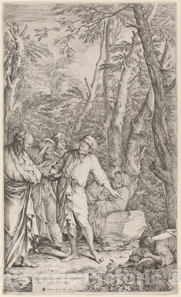 Art Print : Salvator Rosa, Diogenes Casting Away His Bowl, 1615-1673 - Vintage Wall Art