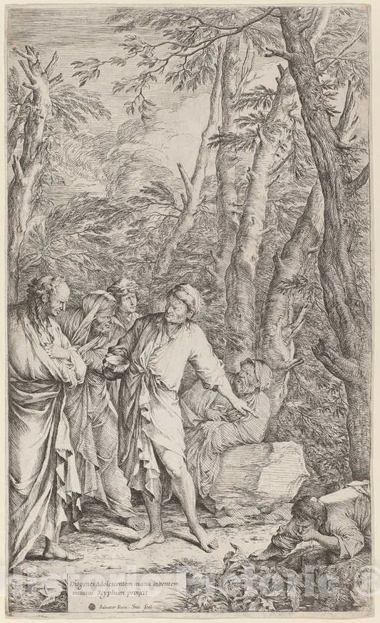 Art Print : Salvator Rosa, Diogenes Casting Away His Bowl, 1615-1673 - Vintage Wall Art