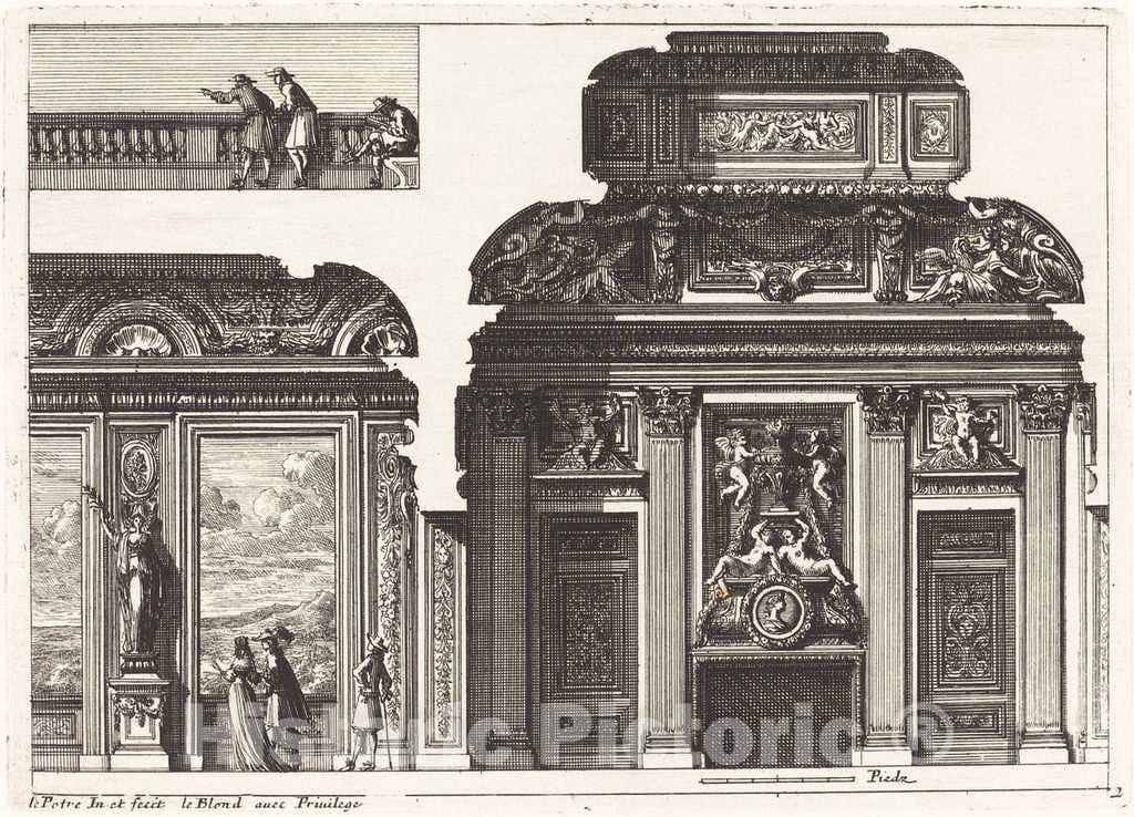 Art Print : Jean Lepautre, Fireplaces and Other Interior Decorations - Vintage Wall Art