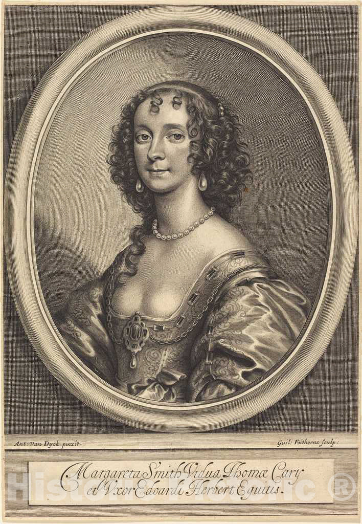 Art Print : Faithorne After Van Dyck, Margaret Smith - Vintage Wall Art