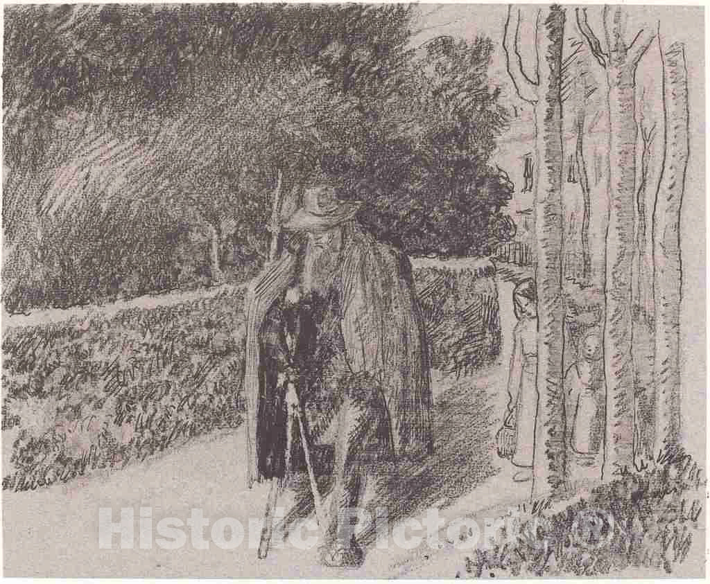 Art Print : Camille Pissarro, Beggar with a Crutch (Mendiant a la bequille), 1897 - Vintage Wall Art