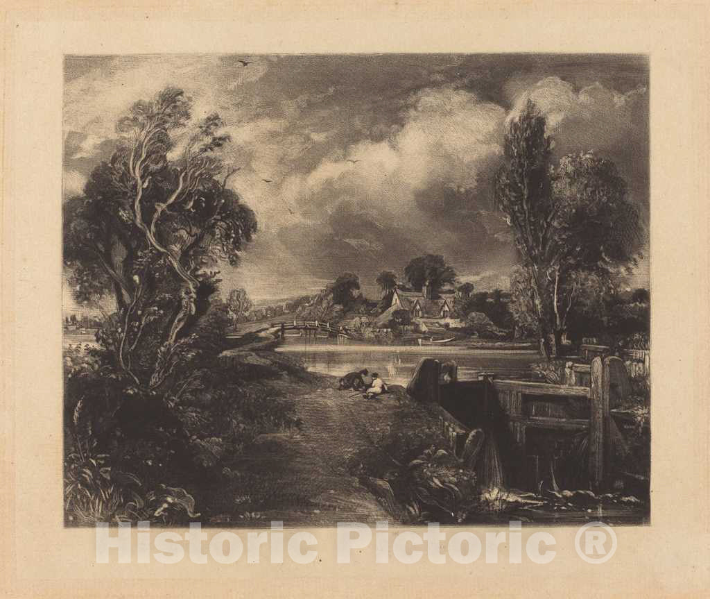 Art Print : Lucas After Constable, A Lock on The Stour, 1830 - Vintage Wall Art