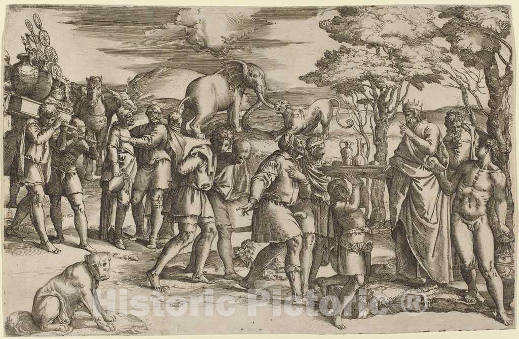 Art Print : Battista Franco, Abraham Paying Tithes to Melchisedek - Vintage Wall Art