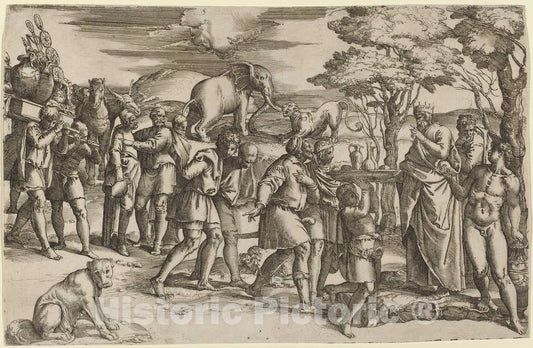 Art Print : Battista Franco, Abraham Paying Tithes to Melchisedek - Vintage Wall Art