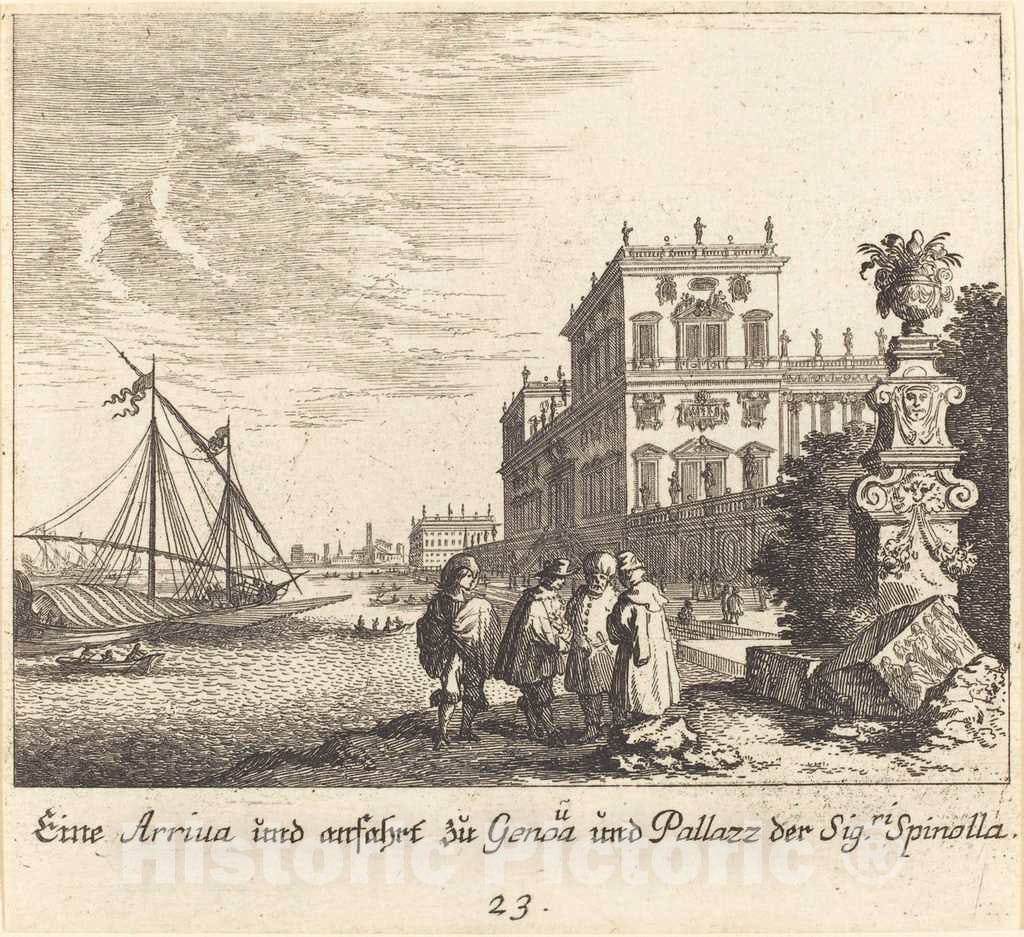 Art Print : KÃ¼sel After Johann Wilhelm Baur, Palazzo Spinolla, Genoa, 1681 - Vintage Wall Art