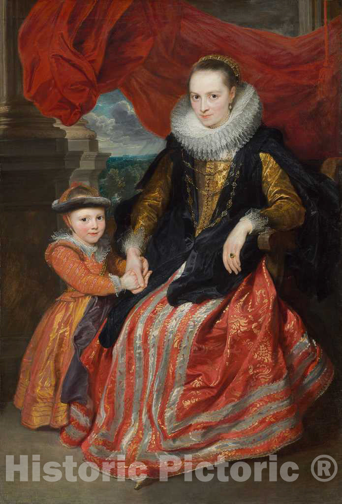 Art Print : Sir Anthony Van Dyck, Susanna Fourment and Her Daughter, 1621 - Vintage Wall Art