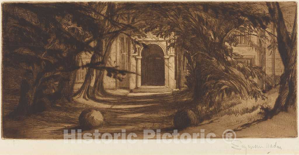Art Print : Francis Seymour Haden, Mytton Hall, 1859 - Vintage Wall Art