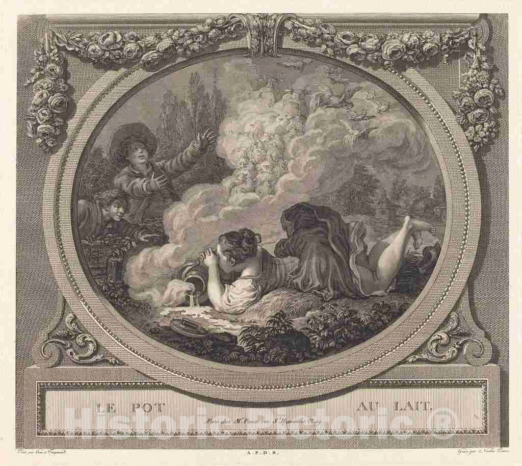 Art Print : Nicolas Ponce After Fragonard, Le Pot au Lait - Vintage Wall Art