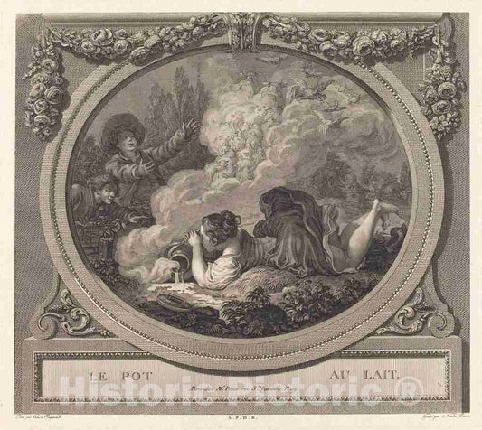 Art Print : Nicolas Ponce After Fragonard, Le Pot au Lait - Vintage Wall Art