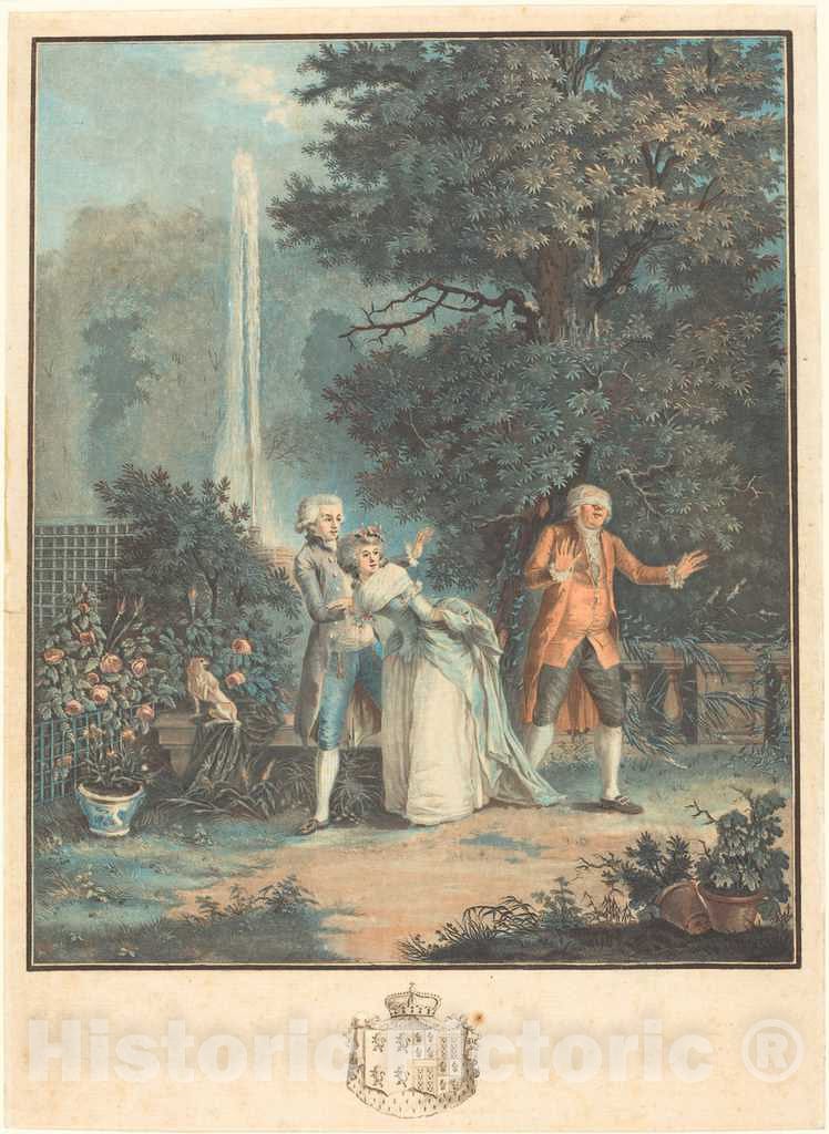 Art Print : Le Coeur After Nicolas Lavreince, Colin-maillard, 1789 - Vintage Wall Art