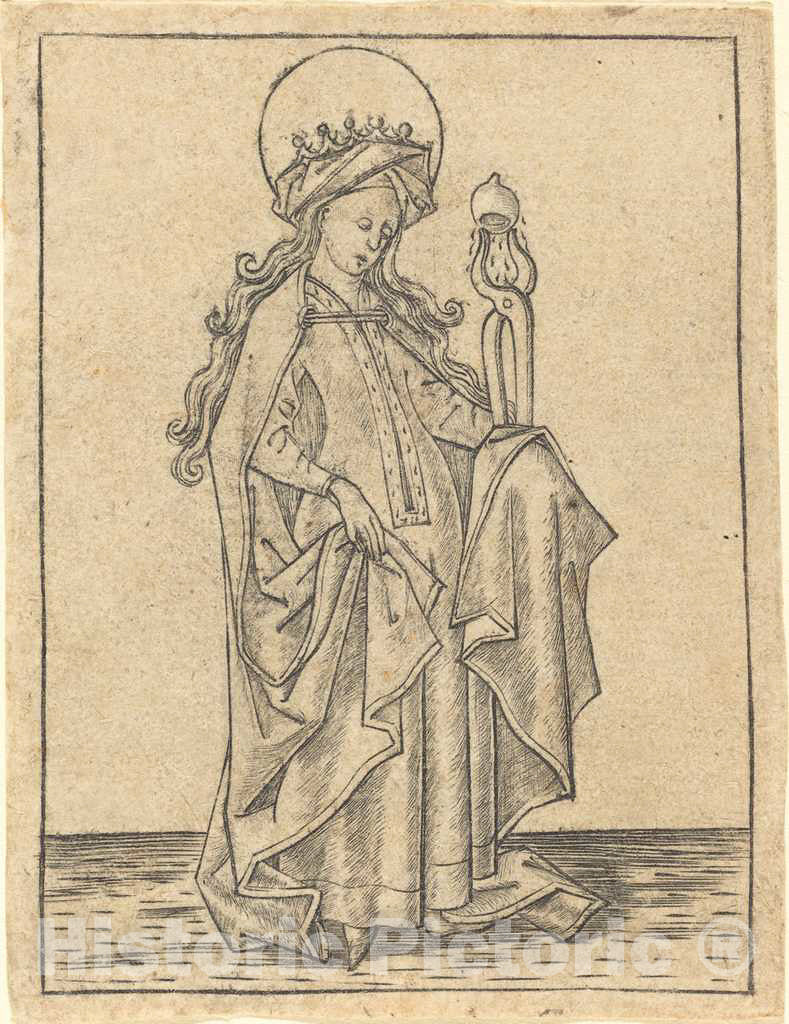 Art Print : Israhel Van Meckenem, Saint Agatha, c. 1465 - Vintage Wall Art