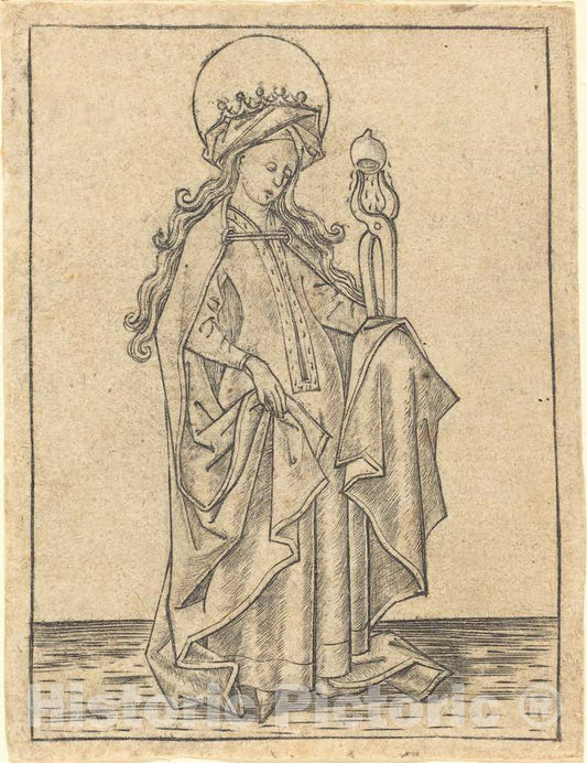 Art Print : Israhel Van Meckenem, Saint Agatha, c. 1465 - Vintage Wall Art
