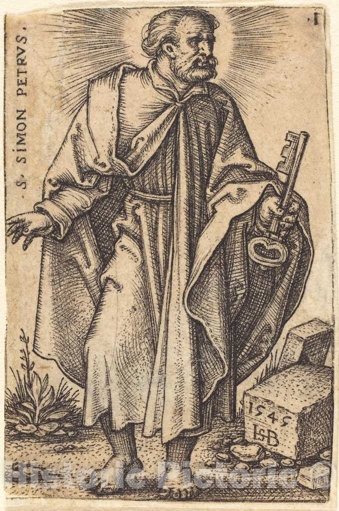 Art Print : Sebald Beham, Simon Peter, 1545 - Vintage Wall Art