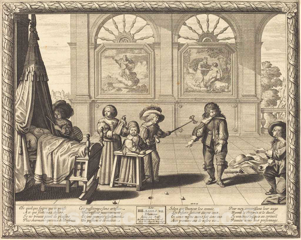 Art Print : Abraham Bosse, Childhood, 1636 - Vintage Wall Art