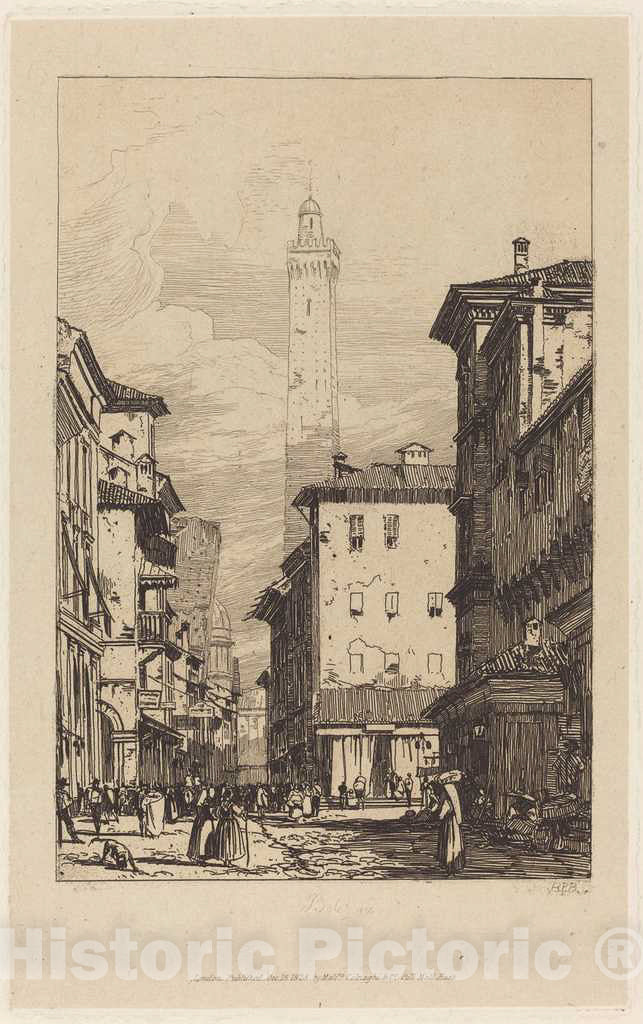 Art Print : Richard Parkes Bonington, Bologna, c.1827 - Vintage Wall Art
