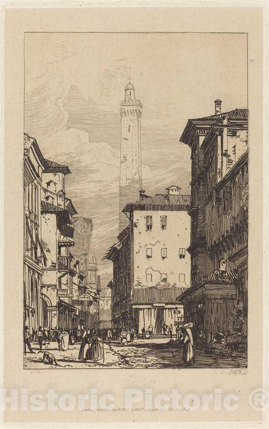 Art Print : Richard Parkes Bonington, Bologna, c.1827 - Vintage Wall Art