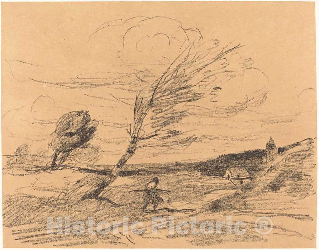 Art Print : Baptiste-Camille Corot, The Gust of Wind (Le Coup de Vent), 1871 - Vintage Wall Art