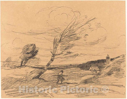 Art Print : Baptiste-Camille Corot, The Gust of Wind (Le Coup de Vent), 1871 - Vintage Wall Art