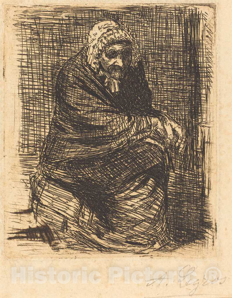 Art Print : Alphonse Legros, Old Woman Seated (La vieille Femme assise) - Vintage Wall Art