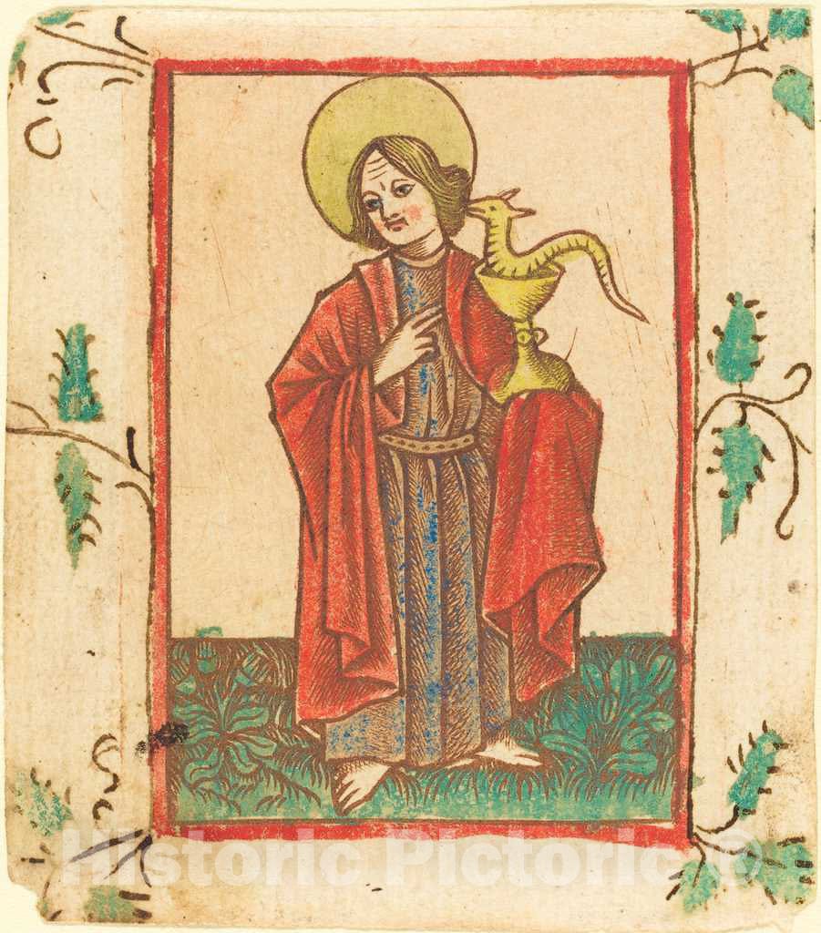 Art Print : St. Erasmus, Saint John The Evangelist, c. 1460 - Vintage Wall Art