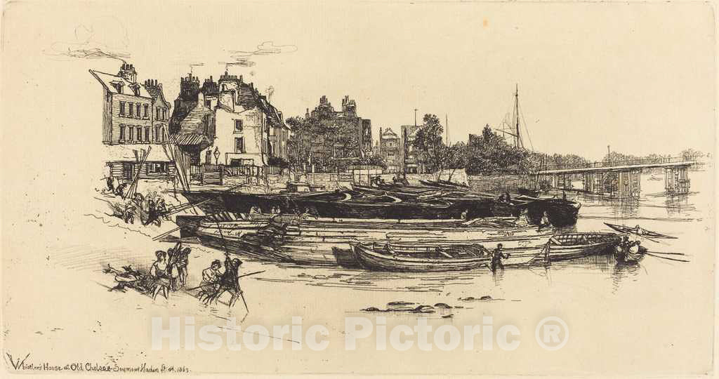 Art Print : Francis Seymour Haden, Whistler's House, Old Chelsea, 1863 - Vintage Wall Art