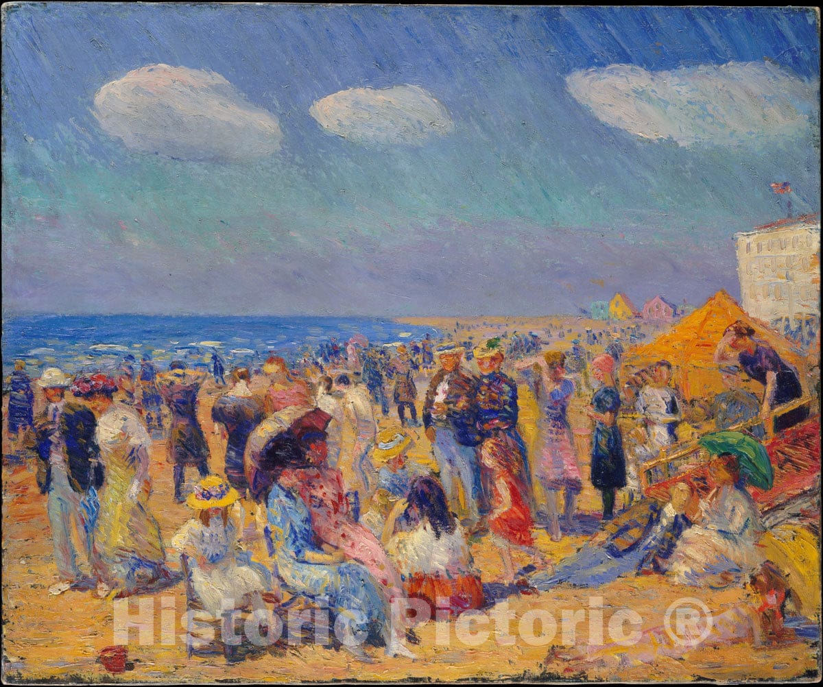 Art Print : William James Glackens - Crowd at The Seashore : Vintage Wall Art