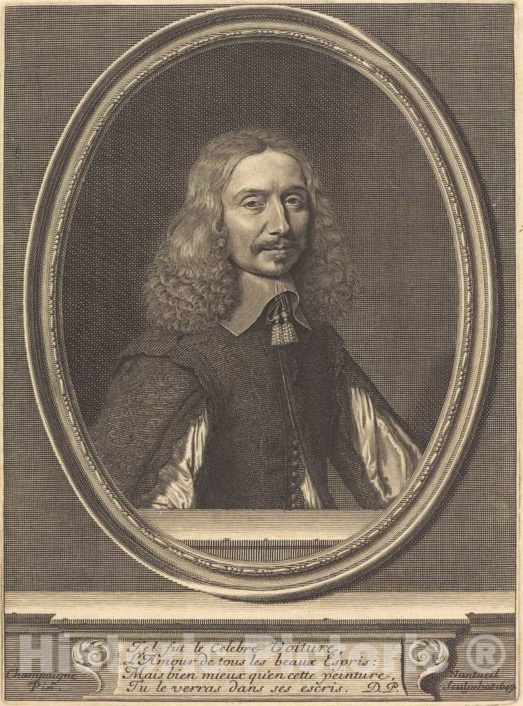 Art Print : Nanteuil After Champaigne, Vincent Voiture, 1649 - Vintage Wall Art