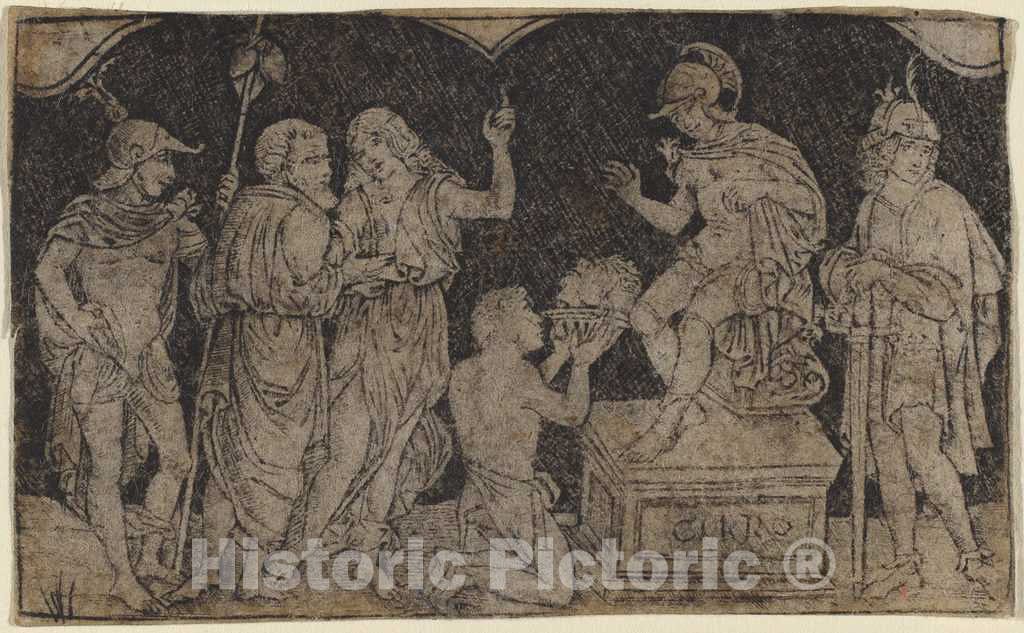 Art Print : Peregrino da Cesena, Artaxerxes Receiving The Head of Cyrus, c.1500 - Vintage Wall Art