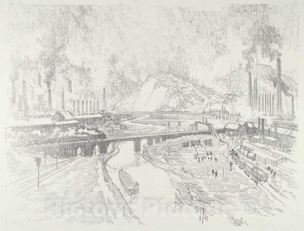 Art Print : Joseph Pennell, Munition Town, 1916 - Vintage Wall Art