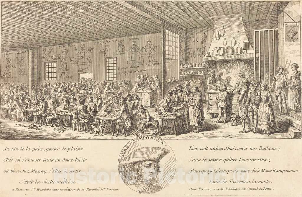 Art Print : BenoÃ®t-Louis PrÃ©vost, Cabaret of Ramponaux - Vintage Wall Art